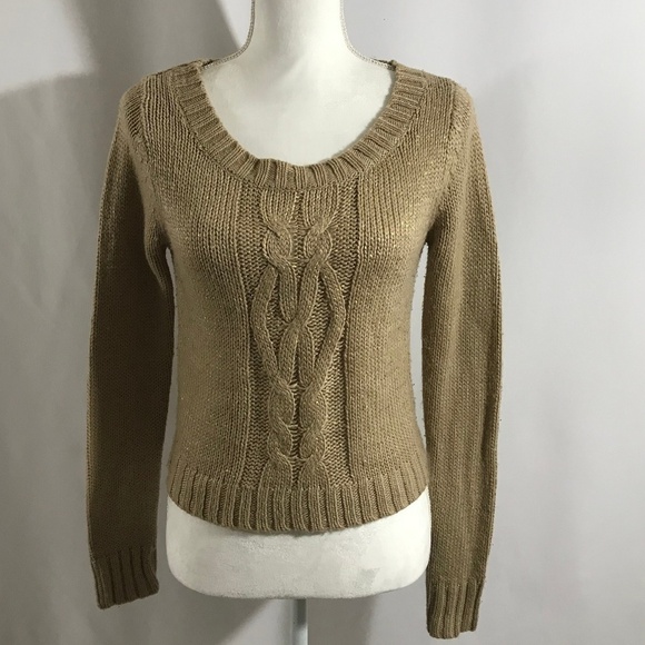 Mudd Tan & Gold Knit Sweater Top - Picture 1 of 7